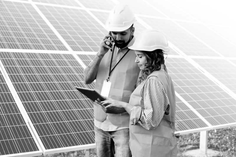 SINGLE-IMAGE_two-workers-hard-hats-tablet-solar-panels_nov23