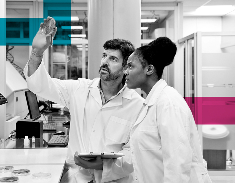 SINGLE-IMAGE_squares-male-and-female-scientist-examining _mar25